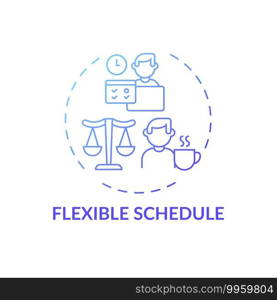 Flexible schedule concept icon. Online tutoring benefits. Learning time that differs from normal and suits students idea thin line illustration. Vector isolated outline RGB color drawing. Flexible schedule concept icon