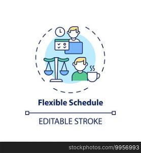 Flexible schedule concept icon. Online tutoring benefits. Study time that differs from normal and suits students idea thin line illustration. Vector isolated outline RGB color drawing. Editable stroke. Flexible schedule concept icon