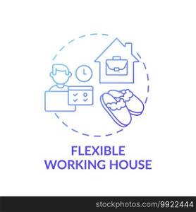 Flexible working house concept icon. Working remotely from home idea thin line illustration. Remote arrangement. Workplace wellness. Work flexibility. Vector isolated outline RGB color drawing. Flexible working house concept icon
