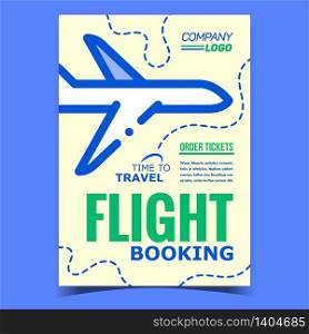 Flight Booking Creative Advertising Banner Vector. Flight Passenger Airplane. Plane Aircraft Transportation, Time To Flying Aviation Travel Concept Template Stylish Colorful Illustration. Flight Booking Creative Advertising Banner Vector