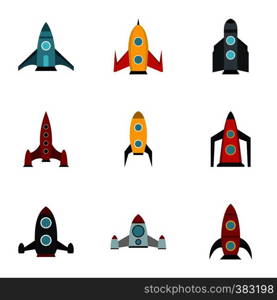 Flight in cosmo icons set. Flat illustration of 9 flight in cosmo vector icons for web. Flight in cosmo icons set, flat style