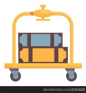 Flight luggage trolley icon cartoon vector. Travel suitcase. Summer carry. Flight luggage trolley icon cartoon vector. Travel suitcase