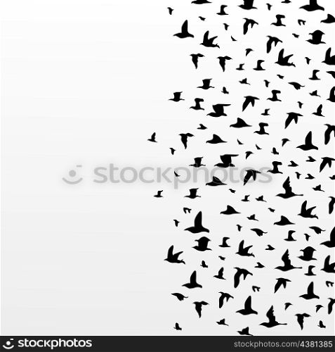 Flight of birds. The big flight of birds flies. A vector illustration