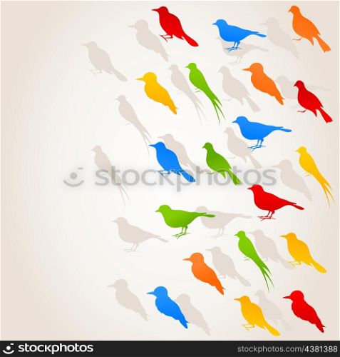 Flight of birds4. Birds fly flight on the sky. A vector illustration