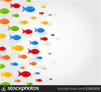 Flight of fishes2. The flight of fishes floats on a grey background. A vector illustration
