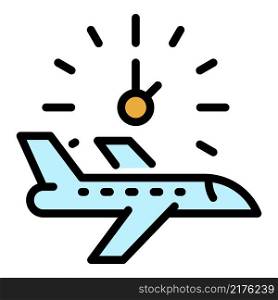 Flight time icon. Outline flight time vector icon color flat isolated. Flight time icon color outline vector