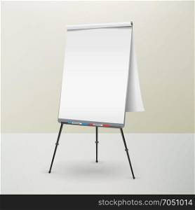 Flip Chart Isolated Vector. Blank Sheet Of Paper On a Tripod. Isolated Illustration. Realistic Flip Chart Vector. Good For Presentation, Seminar. Isolated Illustration