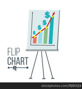 Flip Chart Vector. Flat Cartoon Isolated Illustration. Business Info Graphic Presentation. Pie Graph, Briefcase. Flip Chart Vector. Flat Cartoon Isolated Illustration. Business Info Graphic Presentation. Pie Graph