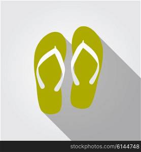 Flip Flop Flat Icon with Long Shadow, Vector Illustration Eps10