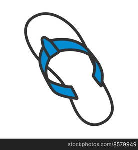 Flip Flop Icon. Editable Bold Outline With Color Fill Design. Vector Illustration.