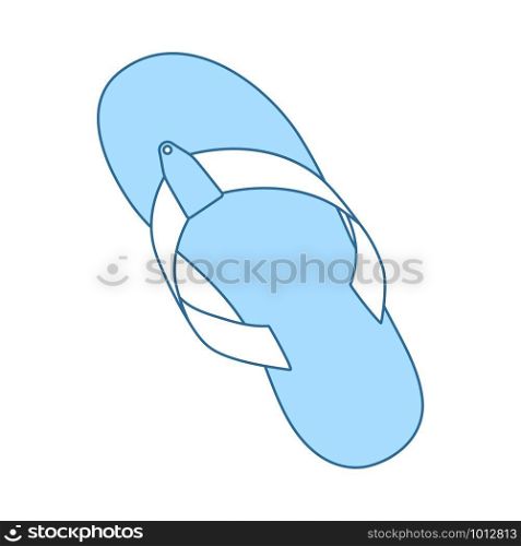 Flip Flop Icon. Thin Line With Blue Fill Design. Vector Illustration.