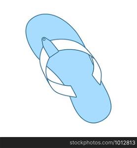 Flip Flop Icon. Thin Line With Blue Fill Design. Vector Illustration.