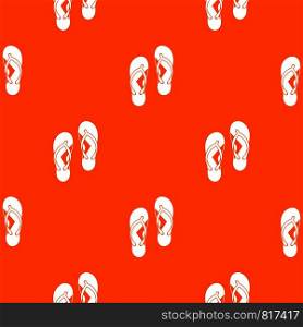 Flip flop sandals pattern repeat seamless in orange color for any design. Vector geometric illustration. Flip flop sandals pattern seamless