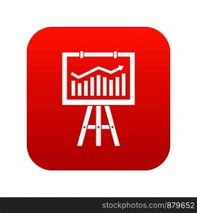 Flipchart with marketing data icon digital red for any design isolated on white vector illustration. Flipchart with marketing data icon digital red