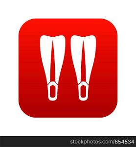 Flippers icon digital red for any design isolated on white vector illustration. Flippers icon digital red