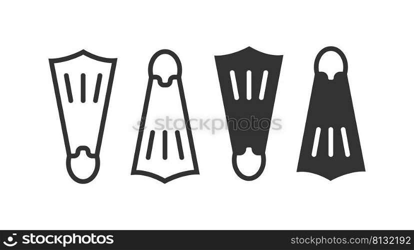 Flippers icon. Tool of dive illustration symbol. Sign swim vector.