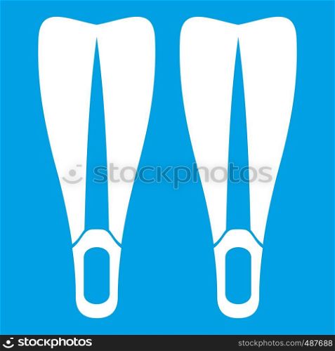 Flippers icon white isolated on blue background vector illustration. Flippers icon white