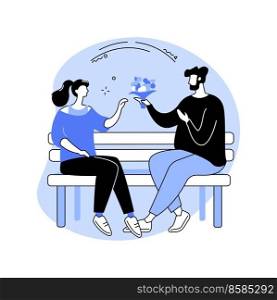 Flirting isolated cartoon vector illustrations. Smiling boy flirting with shy girl, student first love, happy life moments, romantic relationship, couple leisure time together vector cartoon.. Flirting isolated cartoon vector illustrations.