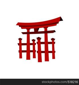 Floating Torii gate, Japan icon in flat style isolated on white background. Floating Torii gate, Japan icon, flat style