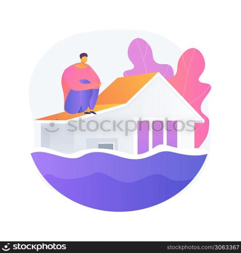 Flood abstract concept vector illustration. Natural disaster, water flow, heavy rainfall, tropical cyclone and tsunami, overflowing lake, water contamination, climate change abstract metaphor.. Flood abstract concept vector illustration.