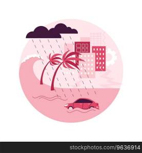 Flood abstract concept vector illustration. Natural disaster, water flow, heavy rainfall, tropical cyclone and tsunami, overflowing lake, water contamination, climate change abstract metaphor.. Flood abstract concept vector illustration.