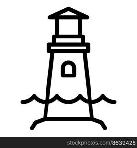 Flood lighthouse icon outline vector. Sea level. Ocean water. Flood lighthouse icon outline vector. Sea level