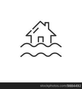 Flood thin line icon. Isolated outline weather vector illustration