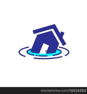 flooding house icon illustration vector on white background