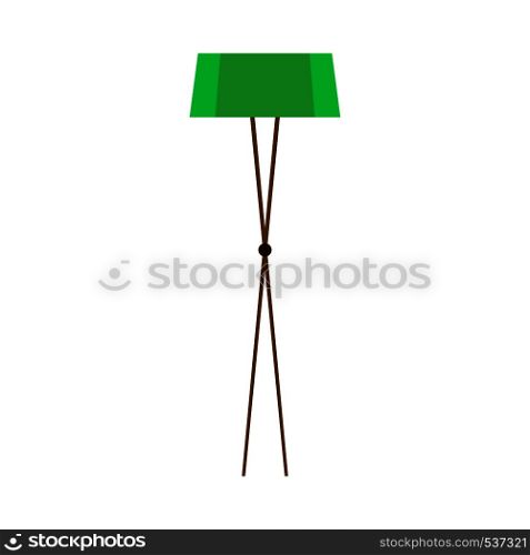 Floor lamp concept comfortable green bright interior. Room trendy vector flat icon light