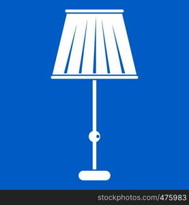 Floor lamp icon white isolated on blue background vector illustration. Floor lamp icon white
