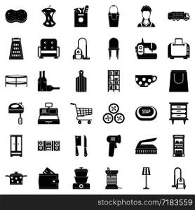 Floor lamp icons set. Simple style of 36 floor lamp vector icons for web isolated on white background. Floor lamp icons set, simple style