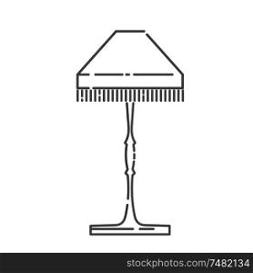 Floor lamp in a linear style. Line icon. Isolated on white background. Vector illustration.