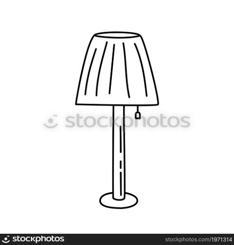 Floor lamp sketch. Hand drawn black and white doodle vector illustration.