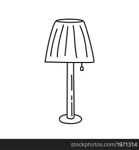 Floor lamp sketch. Hand drawn black and white doodle vector illustration.
