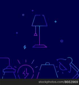 Floor lamp, torchere gradient line vector icon, simple illustration on a dark blue background, Home lamps related bottom border.. Floor lamp, torchere gradient line icon, vector illustration