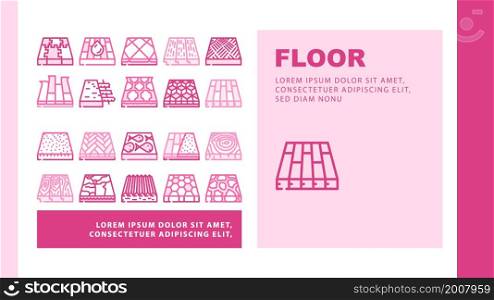 Floor Material Layers Renovation Landing Web Page Header Banner Template Vector Tile And Parquet, Stone And Wooden Floor Material, Linoleum And Carpet, Children Play Room And Sport Ground Illustration. Floor Material Layers Renovation Landing Header Vector