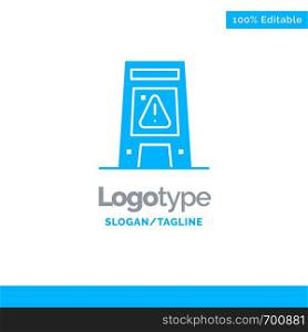 Floor, Signal, Signaling, Warning, Wet Blue Solid Logo Template. Place for Tagline