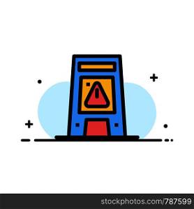 Floor, Signal, Signaling, Warning, Wet Business Flat Line Filled Icon Vector Banner Template