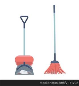 Floor sweeper semi flat color vector object. Full sized item on white. Housekeeping service. Janitorial equipment simple cartoon style illustration for web graphic design and animation. Floor sweeper semi flat color vector object