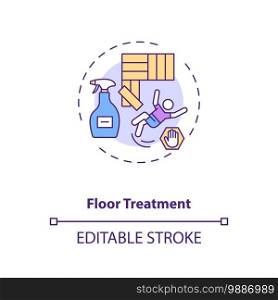 Floor treatment concept icon. Non-slip floor coating idea thin line illustration. Regular cleaning. Preventing workspace accidents. Vector isolated outline RGB color drawing. Editable stroke. Floor treatment concept icon