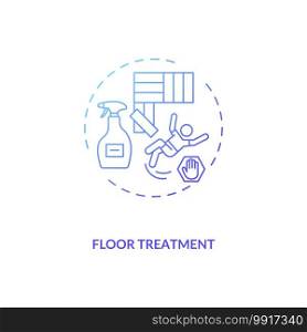 Floor treatment concept icon. Non-slip floor coating idea thin line illustration. Regular cleaning. Ergonomically correct office work station. Vector isolated outline RGB color drawing. Floor treatment concept icon