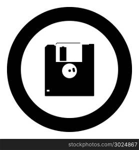 Floppy disk icon black color in circle vector illustration