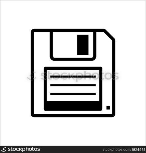 Floppy Disk Icon, Diskette, Flexible Magnetic Disk Storage Vector Art Illustration