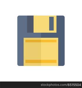 Floppy Disk Magnetic Computer Data Storage Support. Floppy disk isolated on white background. Magnetic computer classical data storage support. Floppy disk or save flat icon for apps and websites. Vintage technology. Vector in flat style design
