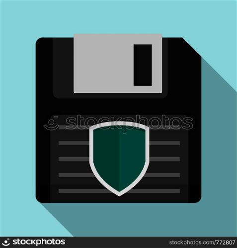 Floppy disk protected icon. Flat illustration of floppy disk protected vector icon for web design. Floppy disk protected icon, flat style