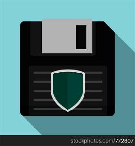 Floppy disk protected icon. Flat illustration of floppy disk protected vector icon for web design. Floppy disk protected icon, flat style