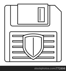 Floppy disk protected icon. Outline illustration of floppy disk protected vector icon for web design isolated on white background. Floppy disk protected icon, outline style