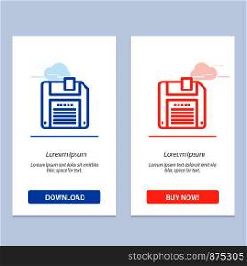Floppy, Diskette, Save Blue and Red Download and Buy Now web Widget Card Template