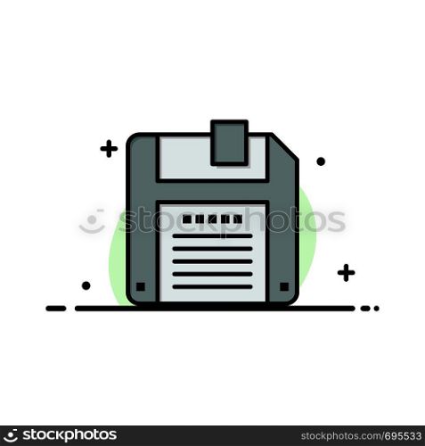 Floppy, Diskette, Save Business Flat Line Filled Icon Vector Banner Template
