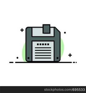 Floppy, Diskette, Save Business Flat Line Filled Icon Vector Banner Template